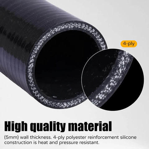 Close-up of Beefy Silicone Radiator Hose ID One And Three Quarter Inches 12 Inch Length Durable 4 Layer Reinforced Coolant Air Hose