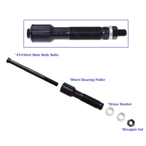 Alltooetools motorcycle wheel bearing removal and installation kit with main bolt, wheel puller, brass washers, hex nut