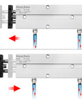 Heavy Duty Double Rod Air Cylinder TN10x60 10mm Bore 60mm Stroke Double Acting Pneumatic Actuator With Magnetic Piston For CNC, Robotics And Pick And Place Automation, Ultra Low Non Rotation Precision At 0.4 Degrees. side view with airflow arrows