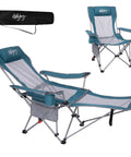 2 In 1 Reclining Camping Chair With Footrest And Adjustable Backrest Four Positions Lightweight Heavy Duty Outdoor Lounge Chair For Adults Foldable Camp Chair For Campsites And Beaches