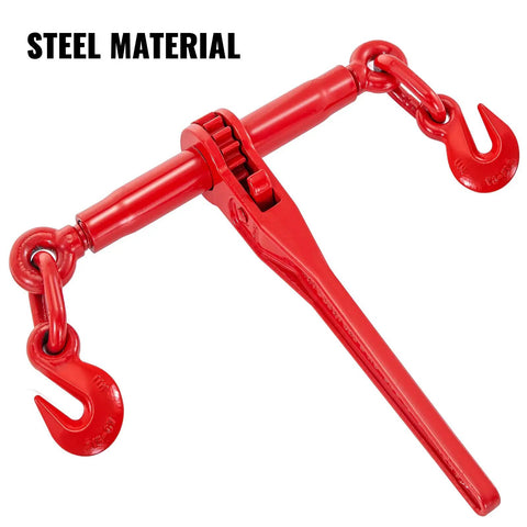 Built Tough Heavy Duty Chain Binder Kit With Swivel G70 Hooks Fits 3/8 To 1/2 Inch Grade Seven Links 9215 Lbs No Slip Pull Power For Trailer Towing And Road Rigs 4 Piece Deal