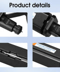 Four detailed views of the Pro Grade Round Cable Stripping Knife for 19-40mm Armored Cables with labels and parts shown.