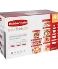 Box of 40-piece food storage containers with lids for kitchen organization, BPA free, microwave safe, easy find lids that snap together