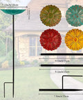 Flower Bird Bath With Metal Stake Set Of Four For Outdoor Gardens A Charming Yard Decor For Bird Lovers Each Bath Measures 7.1 Inches In Diameter And 1.3 Inches Deep With Easy To Install Stakes