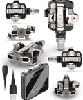 Off Road Dual Sensing Power Meter Pedals For Rough Terrain Shimano SPD Cleat Compatible Rechargeable 90 Hour Ride Time Cycling Dynamics Metrics With Left Right Balance Includes Wearable4U PowerBank Bundle
