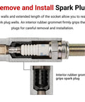 Cutaway view of 3/8 Inch Drive Spark Plug Socket Set, 3 Piece With Deep Reach Radiused Corner Sockets showing rubber grommet grip.
