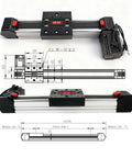 Badass 750W Belt Drive Linear Actuator With 2000Mm Stroke And 80Kg Carry Capacity Smooth Industrial Servo Motor Guide Rail Kit with dimensions.