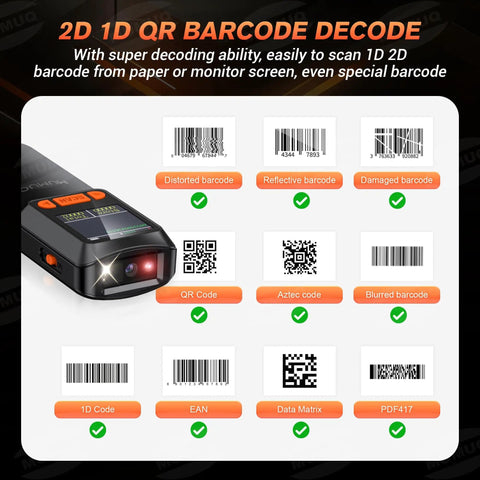 Multi Mode Wireless Barcode Scanner With Bluetooth 1D 2D QR Code Reader 3 In 1 USB 2.4G And LCD Screen for decoding various barcodes