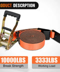 Built Tough 2 Inch By 30 Foot Flat Hook Ratchet Straps 10 Pack Orange Heavy Duty Cargo Tie Downs 10000 Lb Break Strength with strap and ratchet.