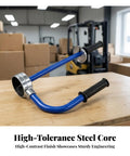 Heavy Duty Manual Wrapping Tool And Stretch Film Dispenser With Hella Comfortable Black Handles For No Sweat Packing And Zero Hand Fatigue During Busy Warehouse Shifts And Fast Box Sealing on a wooden table.