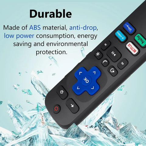 Pack Of 2 Replacement Remote For Roku TV Compatible With TCL Roku Hisense Roku And Onn Roku Models, black ABS remote on ice background