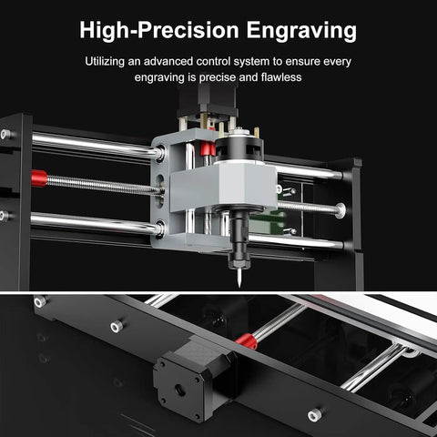 Badass Desktop CNC Router With Three Axis Engraving Power For Smooth Cutting On Wood Plastic Acrylic And Soft Metals Featuring Smart GRBL Control and Hustle Ready Workshop Rig close-up showing high-precision engraving system.
