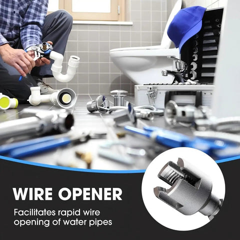 Plumber using Dual Function Pipe Threading Tool Set For One Half And Three Quarter Inch Pipes With Internal And External Threads Integrated Cutting Electric Drill Compatible PVC Water Pipe Threader Kit Two Piece Set