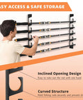 Man using Heavy Duty Fishing Rod Rack Wall Or Ceiling Mount Set Holds Up To 10 Rods, Metal Tackle Storage Organizer