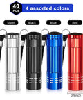 Lit 40 Pack UV Flashlights Mini Black Light Handheld Lanyard Set Assorted Colors For Detecting Pet Urine And Dry Stains