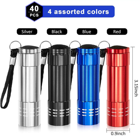 Lit 40 Pack UV Flashlights Mini Black Light Handheld Lanyard Set Assorted Colors For Detecting Pet Urine And Dry Stains