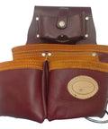 Front view of Real Deal Leather Framer’s Rig Tool Belt With 15 Easy-Reach Pockets, showcasing pockets and leather detail.
