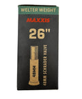 Box of Welter Weight 26 Inch Inner Tube For Mountain And Hybrid Bikes, 0.80mm Butyl Rubber, 48mm Schrader Valve, 2 Pack