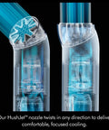 Transparent view of HushJet Mini Personal Fan showing adjustable nozzle for Quiet Evaporative Cooling on the go in Stone and Blush.