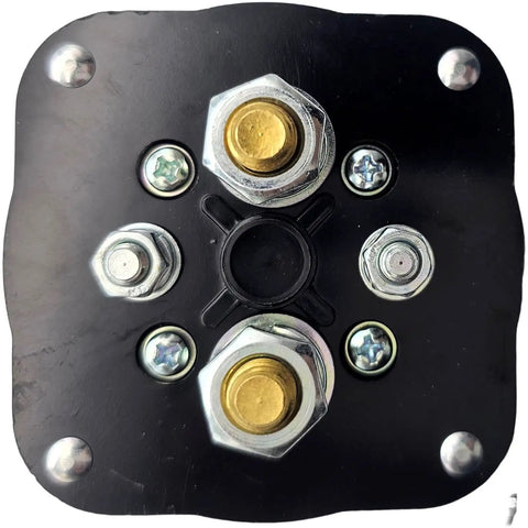 Close-up of Contactor 586-317111 for EZGO Terminal Electric Golf Cart 36V 200A Replacement Relay, showing 4 terminal switch.