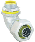 Top Shelf 4 Inch Liquid Tight Connector Featuring Slick 90 Degree Bend Shape For No Sweat Electrical Hookups and Insulated Steel Conduit Fittings.