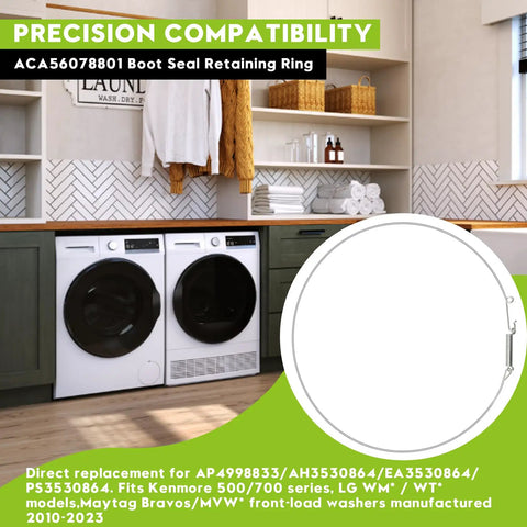 Washer Gasket Clamp Assembly With Spare Tension Spring Quick And Easy Repair Kit in laundry room with washer