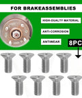 Hella Durable Stainless Steel Brake Disc Rotor Screws Heavy Duty Rust Proof Retaining Bolts Set For Front And Rear Honda Acura Hyundai Kia, 8 pieces.
