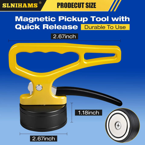 Magnetic Pickup Tool With Quick Release, Heavy Duty Lifting Magnet and Ergonomic Handle, dimensions 2.67x1.18 inches