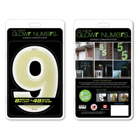 Self-Charging Outdoor Address Number 9 Waterproof Illuminated House Digit No Batteries No Wiring No Solar Panels