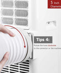 Universal 5 Inch Portable Air Conditioner Exhaust Hose, 78 Inch Long, Clockwise Thread, White, being installed