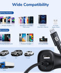 MFi Certified USB C Car Charger for iPhone and iPad, 32W Quick Charge With PD 20W And 12W USB, compatibility diagram