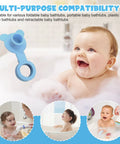 2Pack Silicone Blue Bathtub Stopper Plug with baby enjoying bubble bath, showcasing bath plug usability and compatibility.