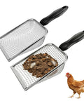 2 Pack Chicken Poop Scoopers For Coop Cleanup, Dual Mesh Shovel Set With 3.8mm And 5mm Holes, Stainless Steel, Cleaning Chicken Coop