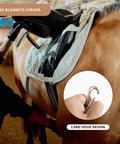 Durable Adjustable Horse Blanket Leg Straps Set, Two Pack, showing hook design close-up