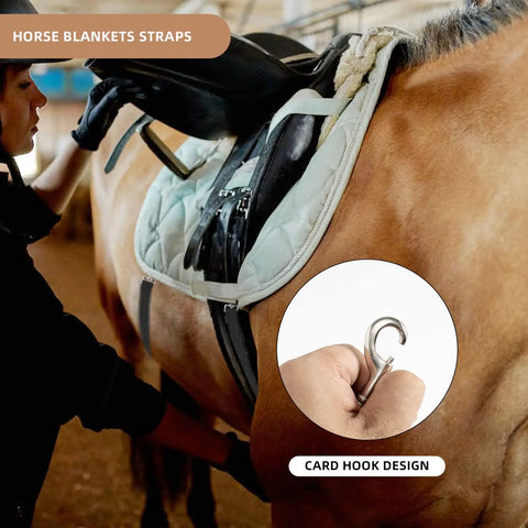 Durable Adjustable Horse Blanket Leg Straps Set, Two Pack, showing hook design close-up