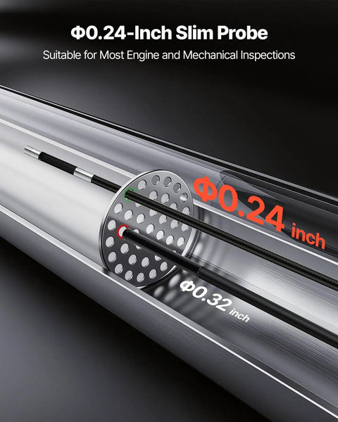 4-Way Articulating Borescope With Light, 1080P HD Endoscope Camera, Flexible Snake Scope With 6 Inch IPS Screen, Articulated Probe For Wall, Automotive, And Engine Inspections, 4.9 Ft Reach, 0.24-inch slim probe