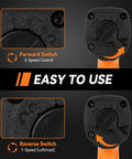 Close-up of forward and reverse switches on the Badass Half Inch Air Impact Wrench for speed control settings.