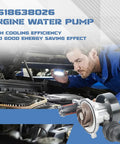 Heavy Duty Engine Water Pump For Bmw 230i 330i 320i 430i X3 X4 2.0L Direct Replacement 11518638026 in a mechanic's hands.