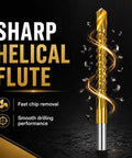 Slay Your Drilling Game With This 6-Piece Titanium HSS Bit Set Featuring Serrated Twist Design For Rapid Chip Removal And Split Point Precision On Metal And Wood Projects Perfect For Hand Tools. Gold serrated twist drill bit with fast chip removal