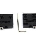 Two black anti-backlash nut blocks for 8mm T8 lead screws (front view); includes L-shaped hex key.