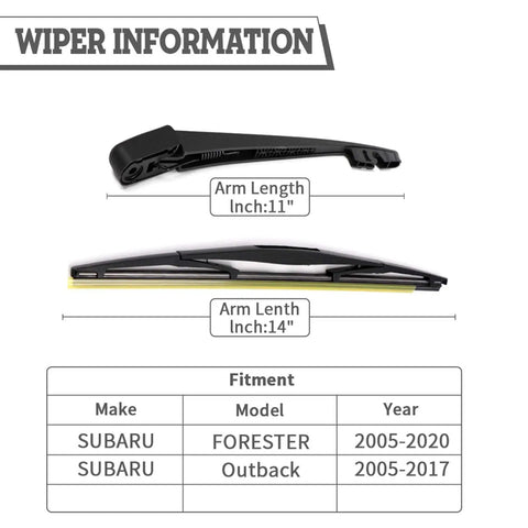 Rear Wiper Arm Nut Set Replacement For Subaru Forester 2006-2020 Outback 2005-2017 length details