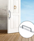 2 Pack Barn Door Handles Set in Stainless Steel mounted on a white door, sliding pull handles with plates, 160mm, silver.