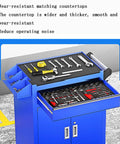 Rolling Tool Cabinet Cart With Wheels And Handle 2 Drawers And 2 Doors Heavy Duty Workshop Storage Chest In Blue Style 2 Perfect For Home Garage Mobile Storage And DIY Projects, blue countertop and open tool drawers