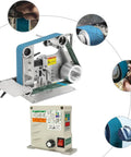 Premium Variable Speed Belt Grinder For Heavy Duty Metalworking, Badass 750W Brushless Polisher With Precise Digital Display Up To 5000RPM setup with control panel and grinding belt.