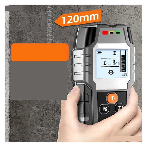 Stop Guessing With This Upgraded Deep Scanning Wall Detector That Finds Wood Nails Wires And Steel Bars Behind Concrete Fast showing a handheld device measuring depth.