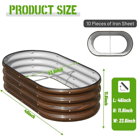 Diagram of Galvanized Raised Garden Bed 4x2x1 Ft Oval Metal Planter Box showing dimensions and construction details.