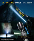 Rechargeable LED Flashlight 20000 Lumens High Power Dual Light Source beam reaching 1600 ft on a mountain at night, 2 Pack USB C Fast Charge