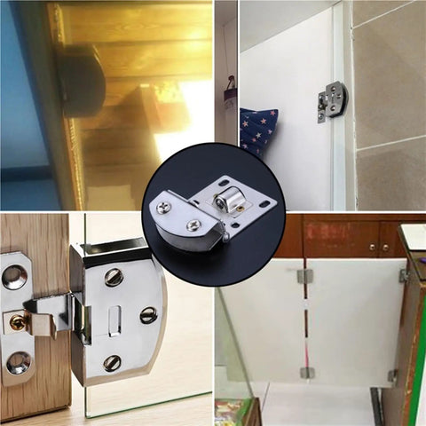 Collage of 2 Pack Glass Door Hinges Self Closing Frameless Side Mounted Clamps For Wine Cabinet And Display Cabinet Built Tough Stainless Steel Rust Resistant 90 Degree Snap Lock Keeps Door In Place