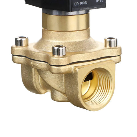 Brass Electric Solenoid Valve Three Quarter Inch NPT Normally Open 12V DC For Air Gas Water Non Potable With Viton Seal