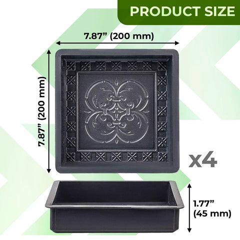 4 Piece Concrete Molds Set For DIY Paving Big Pathmaker Cobblestone Molds For Walkways And Patios, reusable paver, dimensions 7.87x7.87x1.77 inches